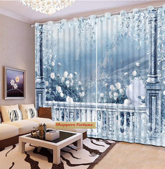Premium Blackout Digital Curtains - Frozen Haven(Set of 2)