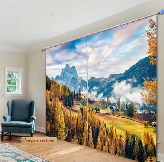Premium Blackout Digital Curtains - Trip to Countryside(Set of 2)