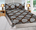 Royal Medallion Reversible Cotton Bedsheet - Chocolate