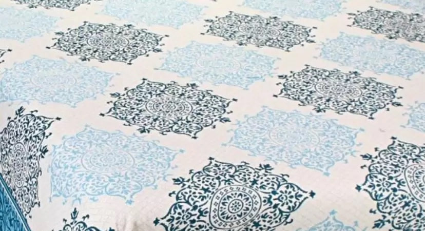 Royal Medallion Reversible Cotton Bedsheet - Navy Blue