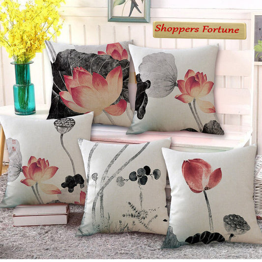 Vintage Style Flora Cotton Feel Cushion Covers - 5 Piece/Set