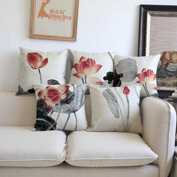 Vintage Style Flora Cotton Feel Cushion Covers - 5 Piece/Set
