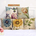 Vintage Sunflower Cotton Feel Cushion Covers - 5 Piece/Set