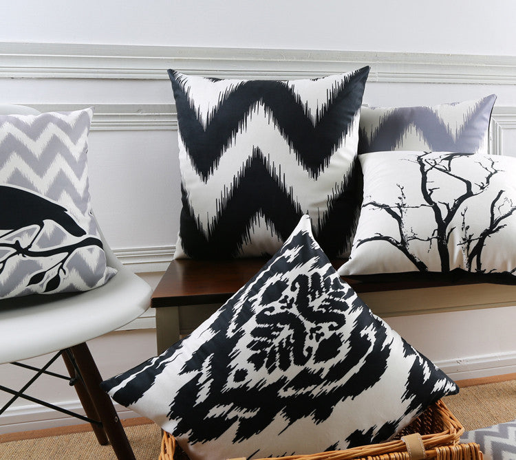 Sparrow Vignette Black & White Edition Cotton Feel Cushion Covers - 5 Piece/Set