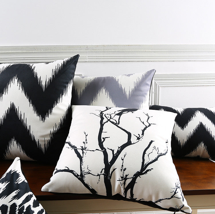 Sparrow Vignette Black & White Edition Cotton Feel Cushion Covers - 5 Piece/Set