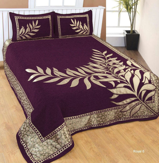 Nature Delight Royal Heavy Chenille Bedcovers Purple