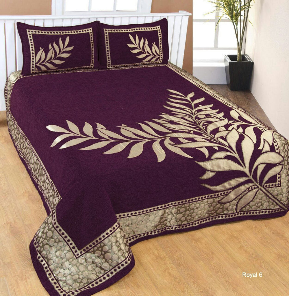Nature Delight Royal Heavy Chenille Bedcovers Purple