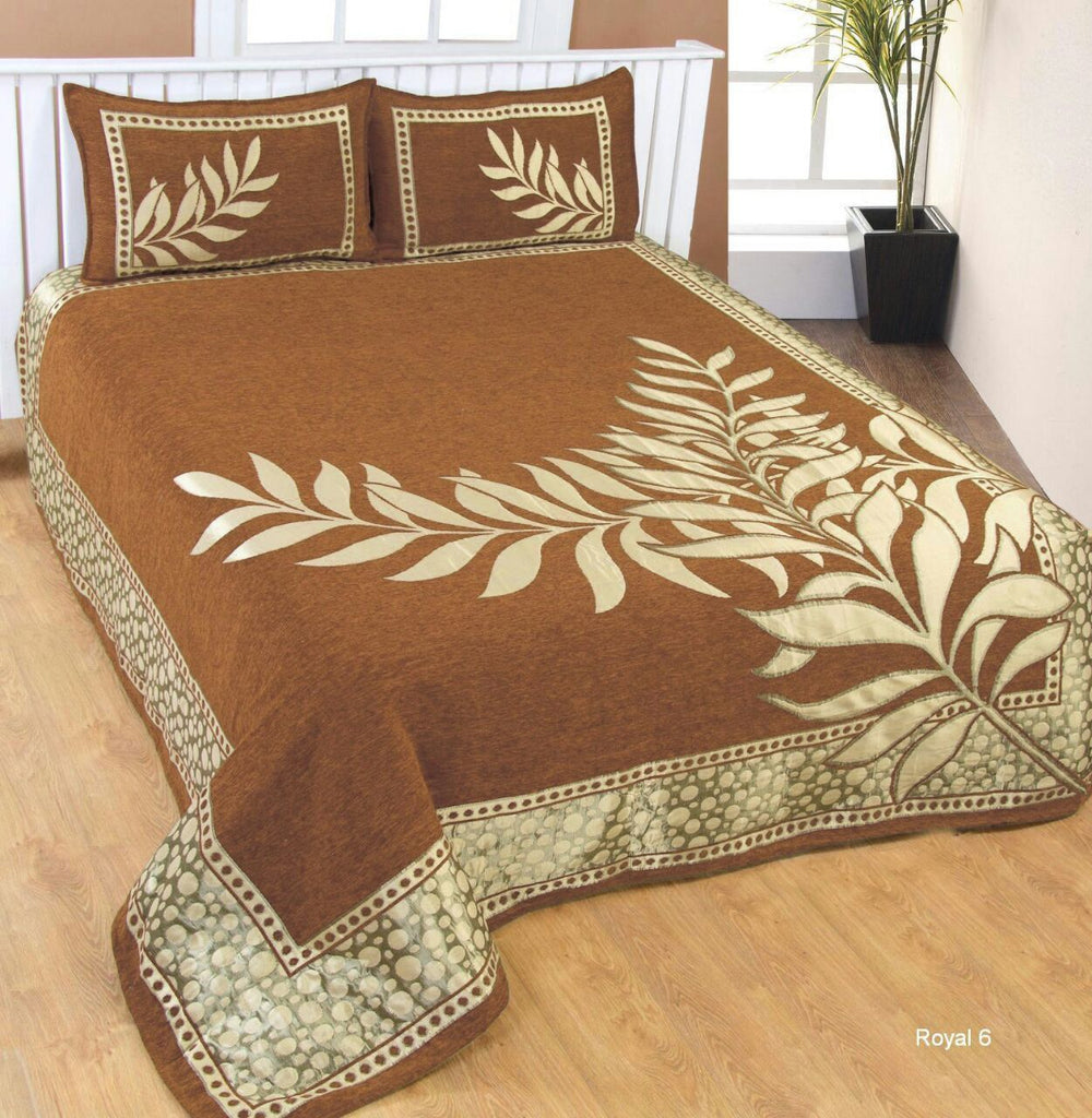 Nature Delight Royal Heavy Chenille Bedcovers Gold Brown