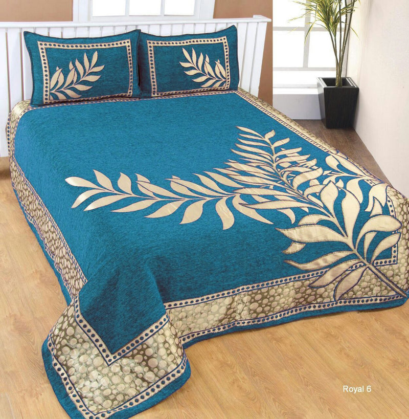 Nature Delight Royal Heavy Chenille Bedcovers Sky Blue