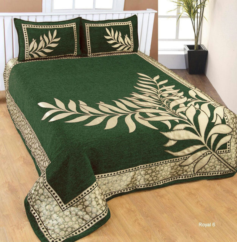 Nature Delight Royal Heavy Chenille Bedcovers Green