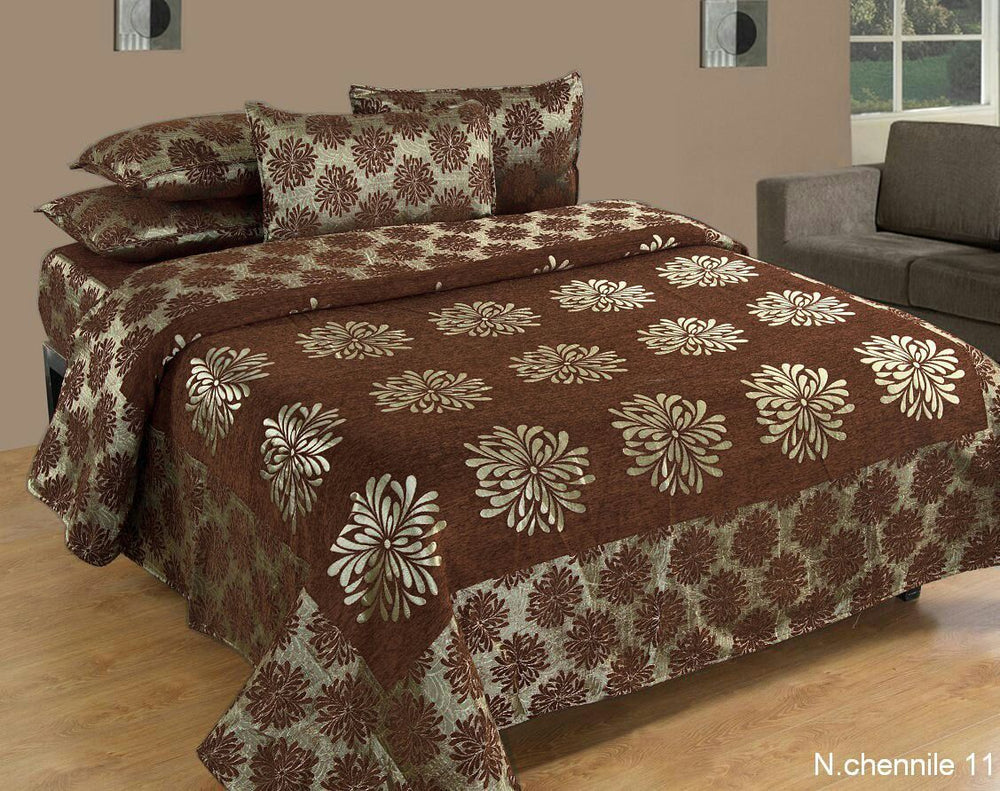 Morning Blossoming Flowers Chenille Bedcovers - D