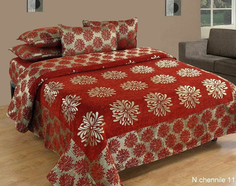 Morning Blossoming Flowers Chenille Bedcovers - F