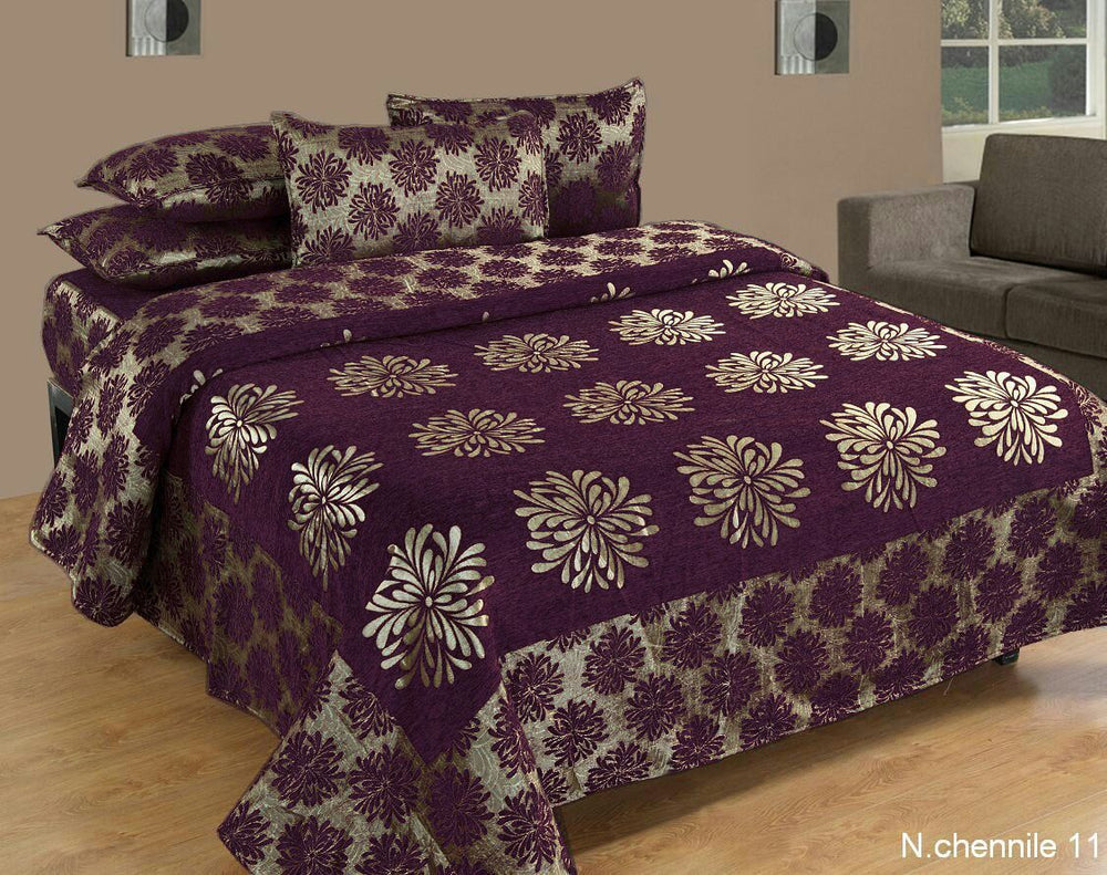 Morning Blossoming Flowers Chenille Bedcovers - E