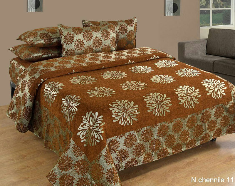Morning Blossoming Flowers Chenille Bedcovers - B