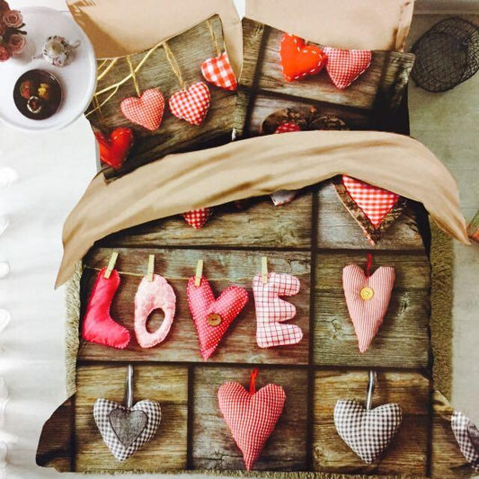outofstuff Love & Heart Glace Cotton Bedsheet