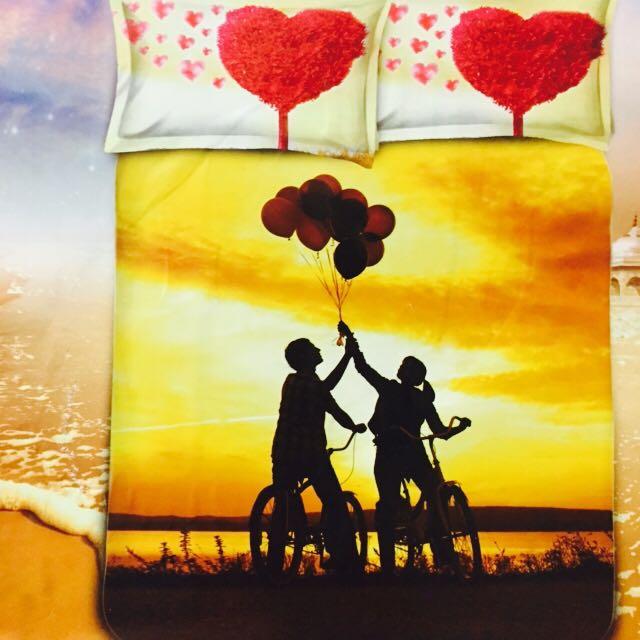 outofstuff Couple Cycling Glace Cotton Bedsheet outofstuff