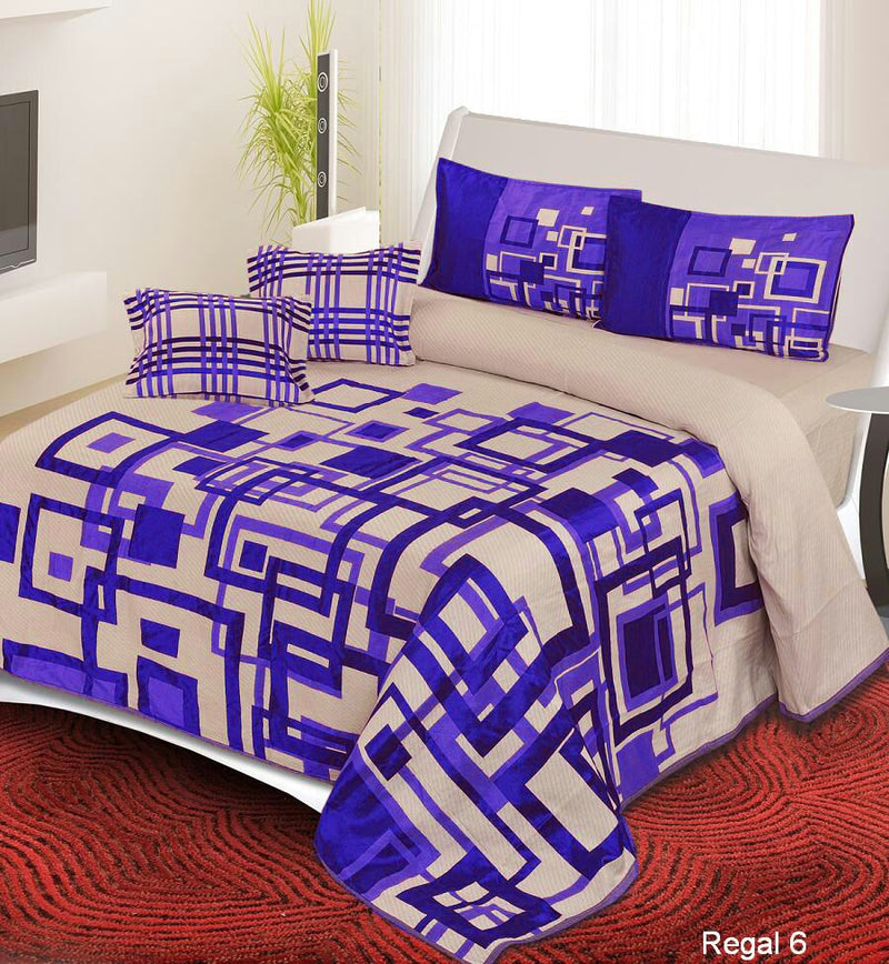 Channel of Maze Reversible Cotton Bedsheet - Purple