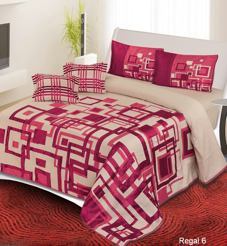 Channel of Maze Reversible Cotton Bedsheet - Pink