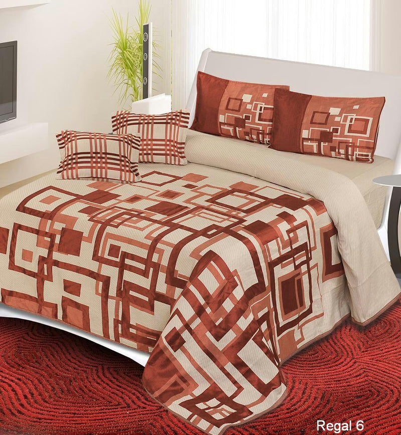 Channel of Maze Reversible Cotton Bedsheet - Brown