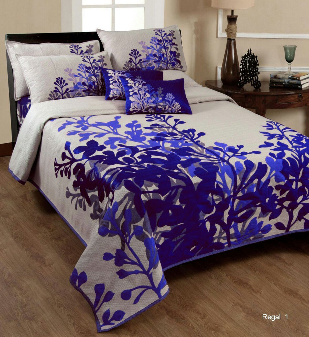Tree of Desire Reversible Cotton Bedsheet - Royal Blue