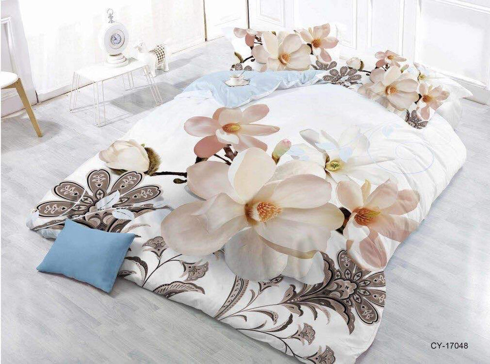 World of White Rose Glace Cotton Bedsheet