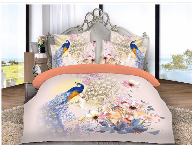 Realm of Peacocks and Flowers - Glace Cotton Bedsheet