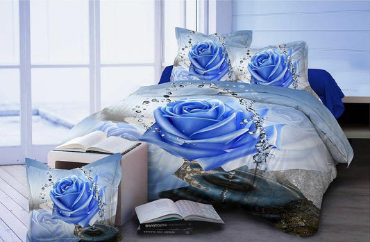 Flowers Alluring Crystal Water Glace Cotton Bedsheet
