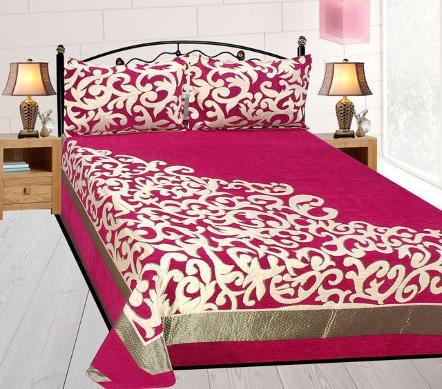 Work of Art Royal Heavy Chenille Bedcovers- Luxury Pink