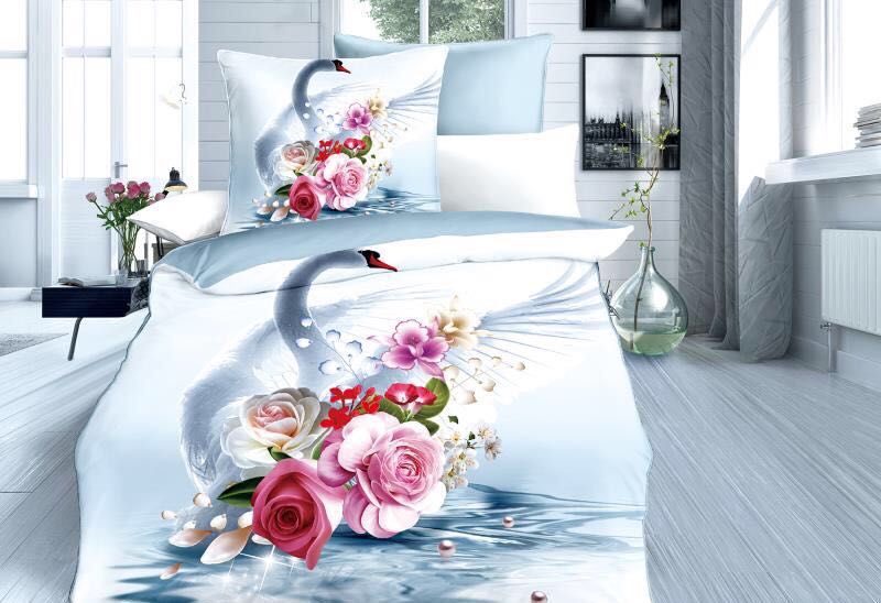 Swan and flowers- Cotton Bedsheet