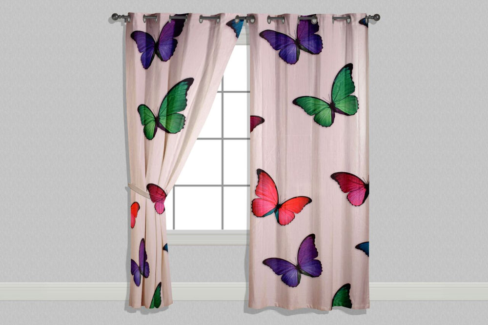Digital Heavy Long Crush Curtains - Butterfly