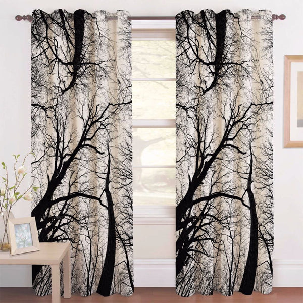 Digital Heavy Long Crush Curtains - Lost in Woods