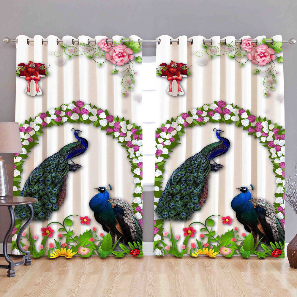 Digital Heavy Long Crush Curtains - Amity of Peacock