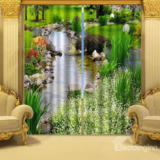 Digital Heavy Long Crush Curtains - The Joy of Nature(Set of 2)