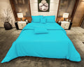 Cotton Satin Stripe Bedsheets - Ocean Blue