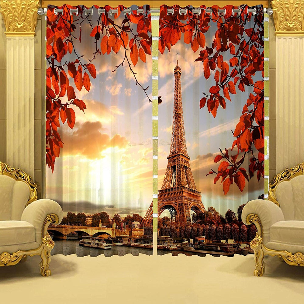 Digital Heavy Long Crush Curtains - The Paramount of Paris(Set of 2)