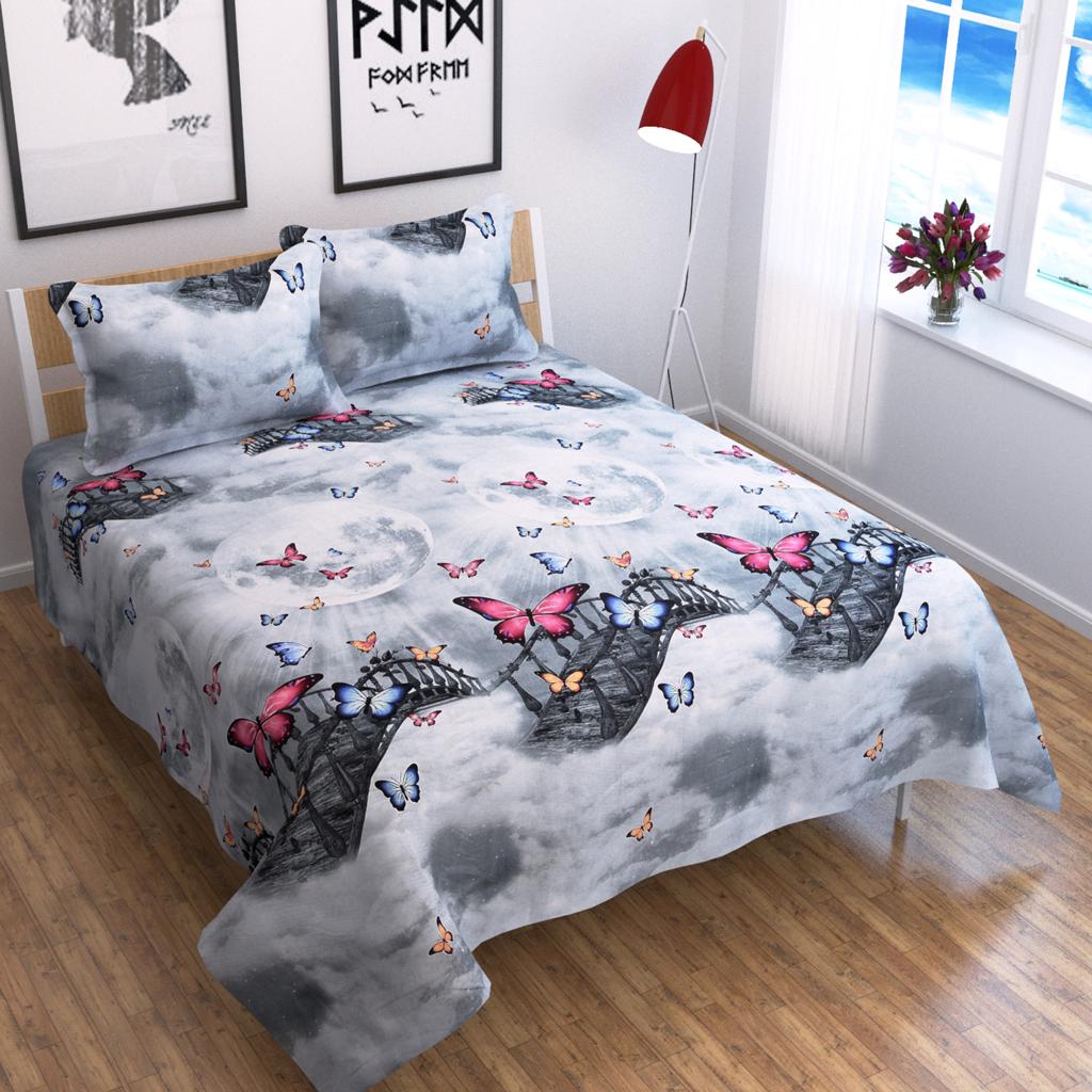 Butterfly & Bridge of Heaven - Glace Cotton Bedsheet