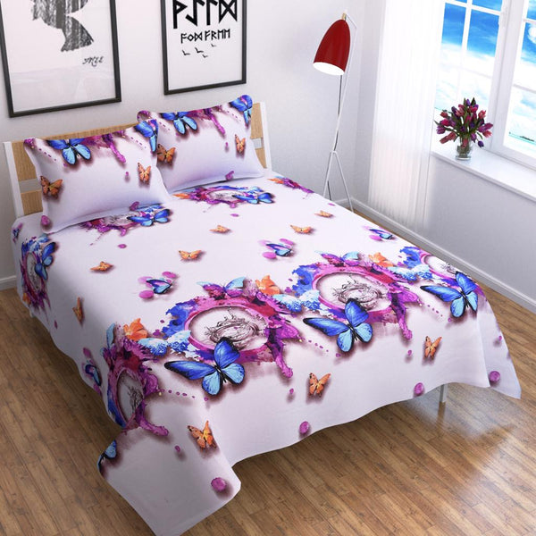 Butterfly and Flowers-Harmony- Cotton Bedsheet
