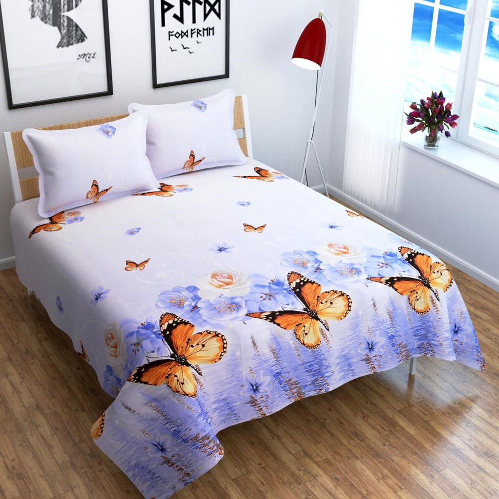 Roses & Butterfly Glace Cotton Bedsheet