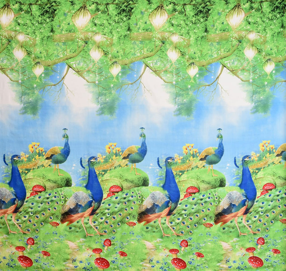 Realm of Peacocks Glace Cotton Bedsheet