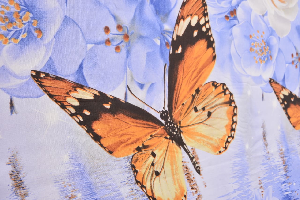 Roses & Butterfly Glace Cotton Bedsheet