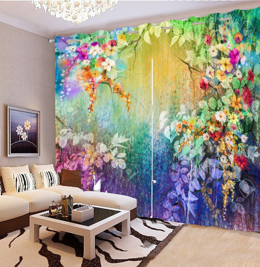 Premium Blackout Digital Curtains - Floral Paradise(Set of 2)