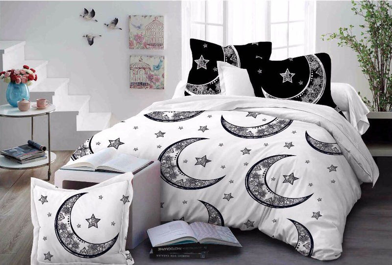 Vintage Couple Cotton Bedsheet-Moon and Stars