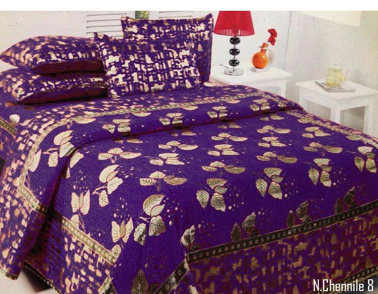 Budding Leaves Chenille Bedcovers - Royal Purple