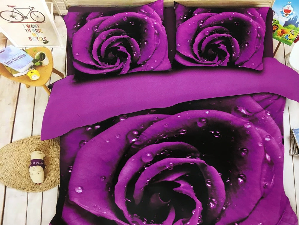 Purple Rose Glace Cotton Bedsheet