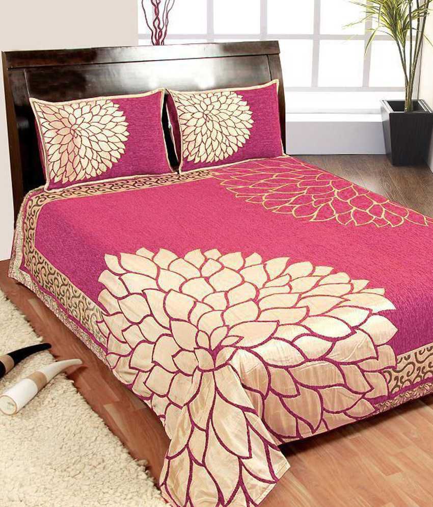 Mirror Leaf Pattern Heavy Chenille Bedcovers - Pink
